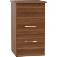 Avon 3 Drawer Bedside Cabinet - Noche Walnut