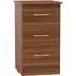 Avon 3 Drawer Bedside Cabinet - Noche Walnut