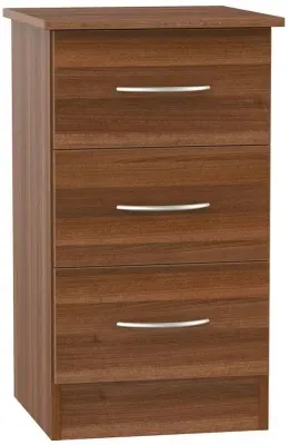 Avon 3 Drawer Bedside Cabinet - Noche Walnut