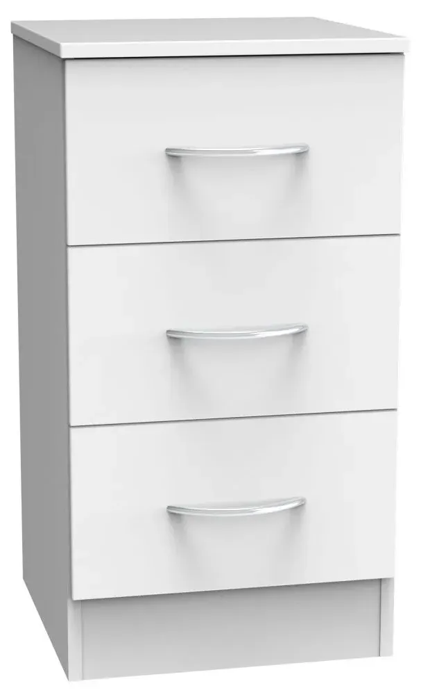 Avon 3 Drawer Bedside Cabinet - White