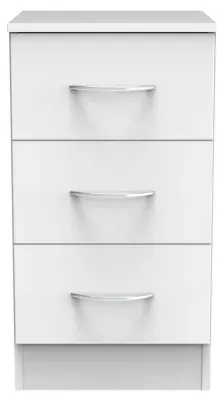Avon 3 Drawer Bedside Cabinet - White image