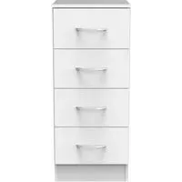 Avon 4 Drawer Narrow Chest - White