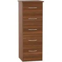 Avon 5 Drawer Narrow Chest - Noche Walnut