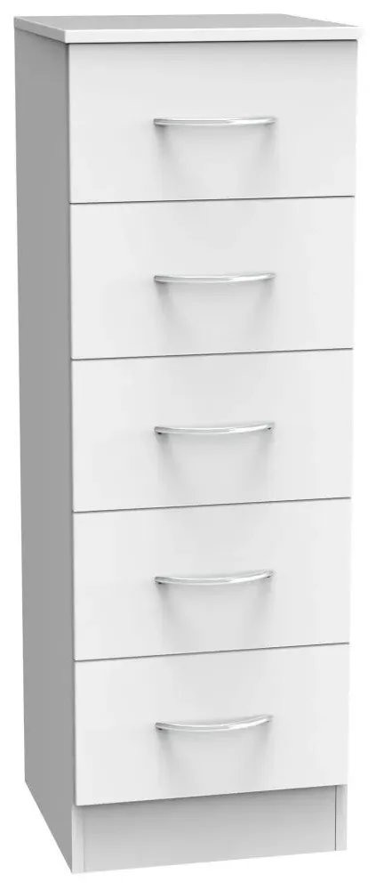 Avon 5 Drawer Narrow Chest - White