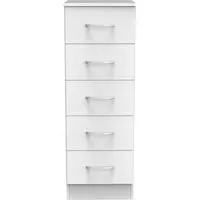 Avon 5 Drawer Narrow Chest - White