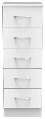 Avon 5 Drawer Narrow Chest - White image
