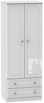 Balmoral 2 Door 2 Drawer Tall Wardrobe - White Gloss image