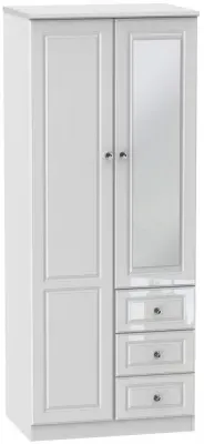 Balmoral 2 Door Combi Wardrobe with Mirror - White Gloss