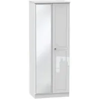 Balmoral 2 Door Tall Wardrobe with Mirror - White