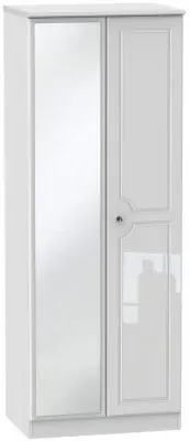 Balmoral 2 Door Tall Wardrobe with Mirror - White image