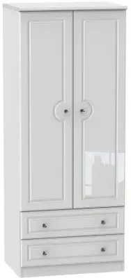 Balmoral 2 Door Wardrobe with Drawers - White