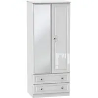 Balmoral 2 Door Wardrobe with Mirror - White