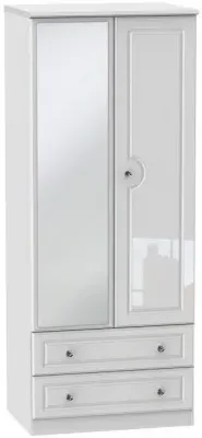 Balmoral 2 Door Wardrobe with Mirror - White