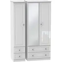Balmoral 3 Door Combi Wardrobe with Mirror - White