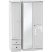 Balmoral 3 Door Combi Wardrobe with Mirror - White
