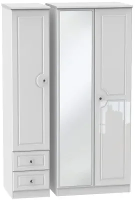 Balmoral 3 Door Combi Wardrobe with Mirror - White image