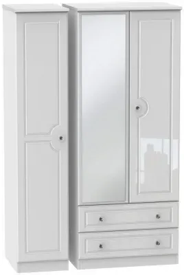 Balmoral 3 Door Tall Combi Wardrobe with Mirror - White product