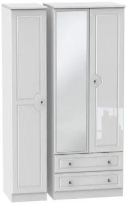 Balmoral 3 Door Tall Combi Wardrobe with Mirror - White