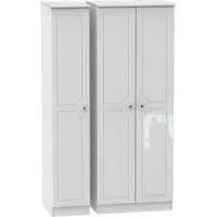 Balmoral 3-Door Triple Wardrobe - White, Gloss