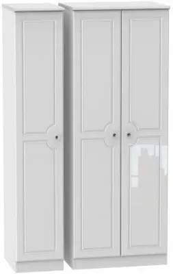 Balmoral 3-Door Triple Wardrobe - White, Gloss image