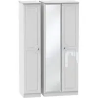 Balmoral 3 Door Triple Wardrobe with Mirror - White
