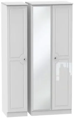 Balmoral 3 Door Triple Wardrobe with Mirror - White image