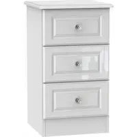 Balmoral 3 Drawer Bedside Cabinet - White Gloss