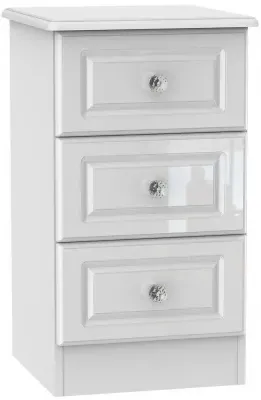 Balmoral 3 Drawer Bedside Cabinet - White Gloss image