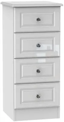 Balmoral 4 Drawer Narrow Chest - White Gloss