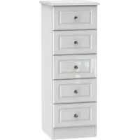 Balmoral 5 Drawer Narrow Chest - White Gloss