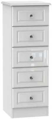 Balmoral 5 Drawer Narrow Chest - White Gloss image