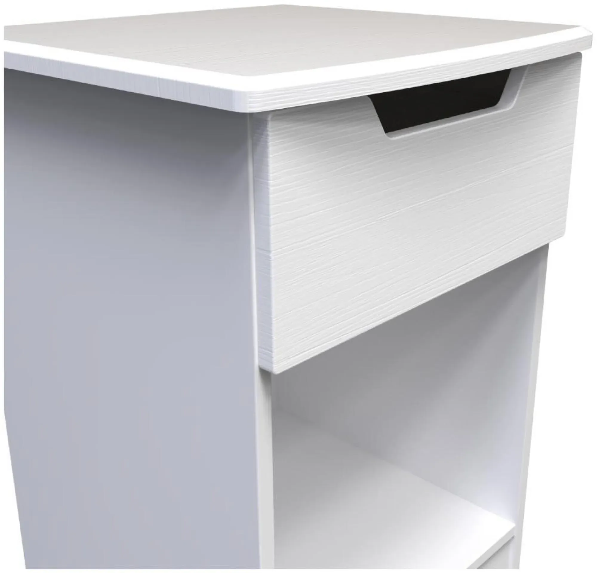 Bella 1 Drawer Bedside Cabinet - White, Ash