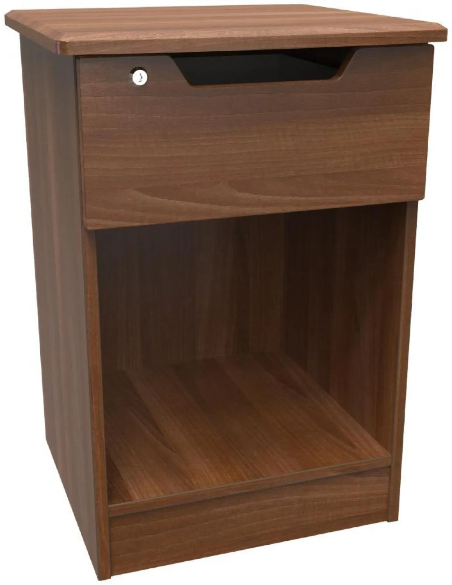 Bella 1 Drawer Bedside Table with Lock - Walnut