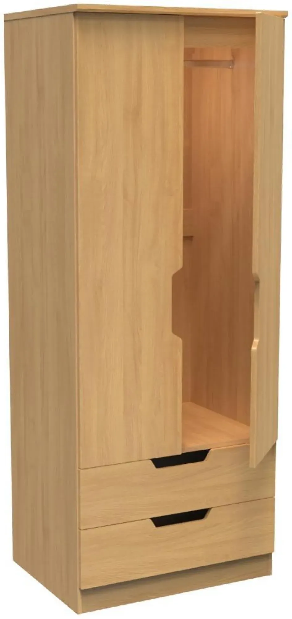 Bella 2 Door 2 Drawer Double Wardrobe - Oak