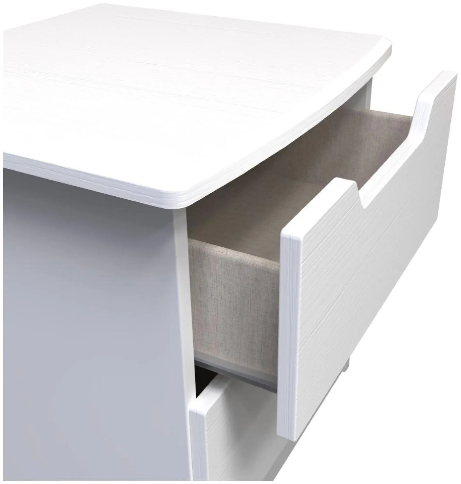 Bella 2 Drawer Bedside Cabinet - White Ash