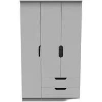Bella 3-Door Triple Wardrobe with Storage - Grey