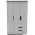 Bella 3-Door Triple Wardrobe with Storage - Grey