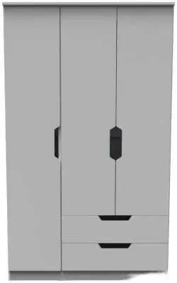Bella 3-Door Triple Wardrobe with Storage - Grey