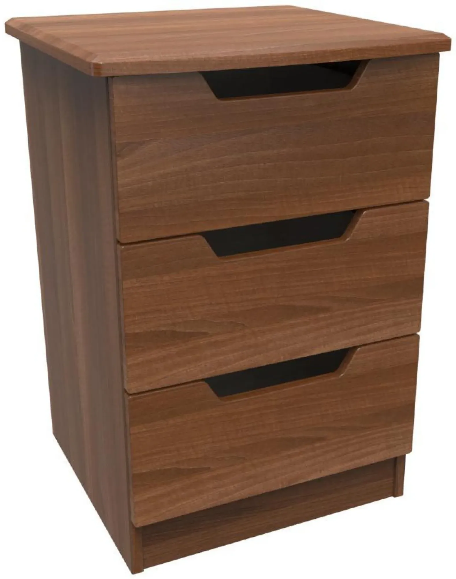 Bella 3 Drawer Bedside Cabinet - Walnut
