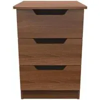 Bella 3 Drawer Bedside Cabinet - Walnut