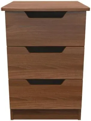 Bella 3 Drawer Bedside Cabinet - Walnut