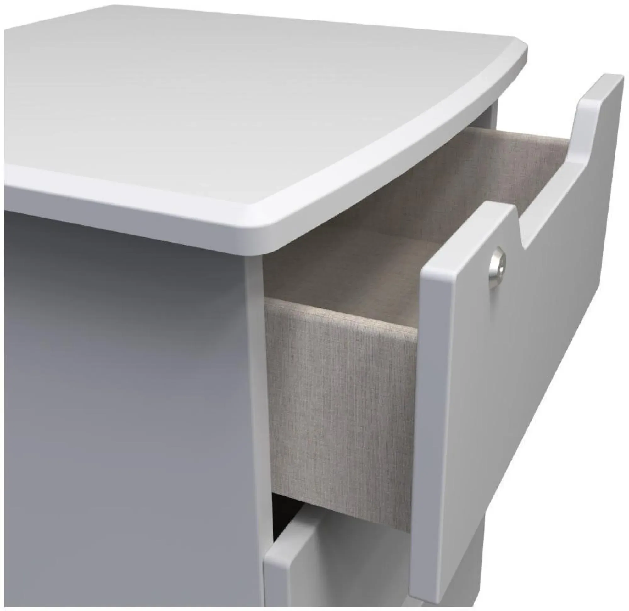Bella 3 Drawer Bedside Cabinet with Lock - Grey