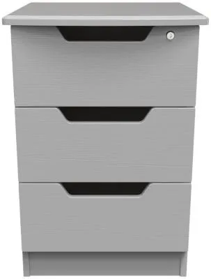 Bella 3 Drawer Bedside Cabinet with Lock - Grey Ash