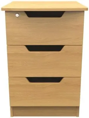 Bella 3 Drawer Bedside Cabinet with Lock - Oak