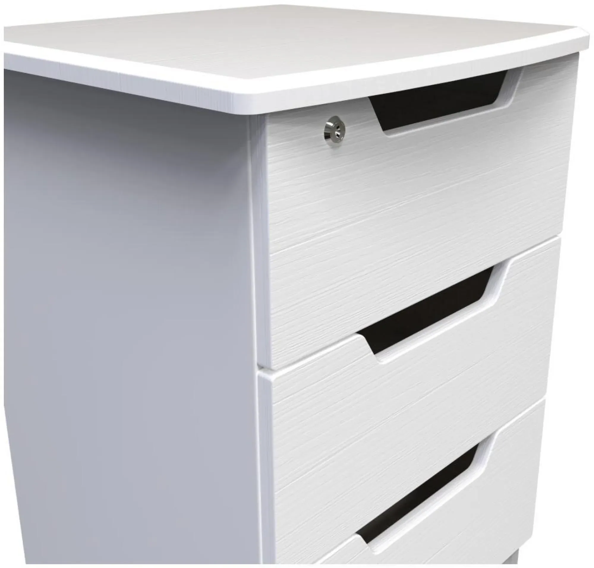 Bella 3 Drawer Bedside Cabinet with Lock - White