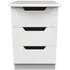 Bella 3 Drawer Bedside Cabinet with Lock - White