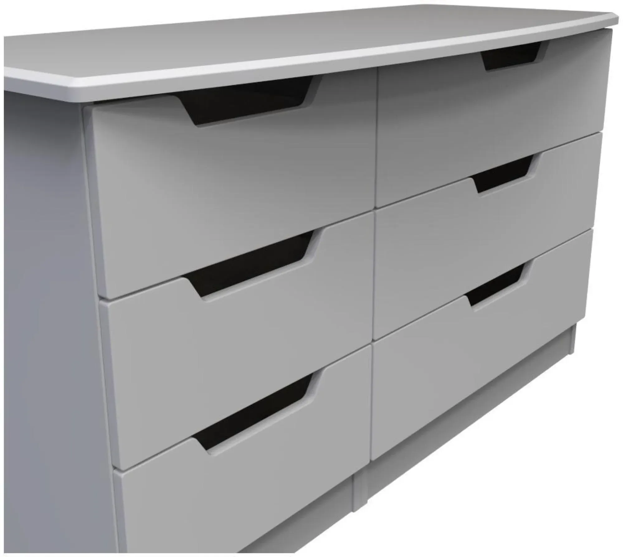 Bella 6 Drawer Midi Dresser - Grey