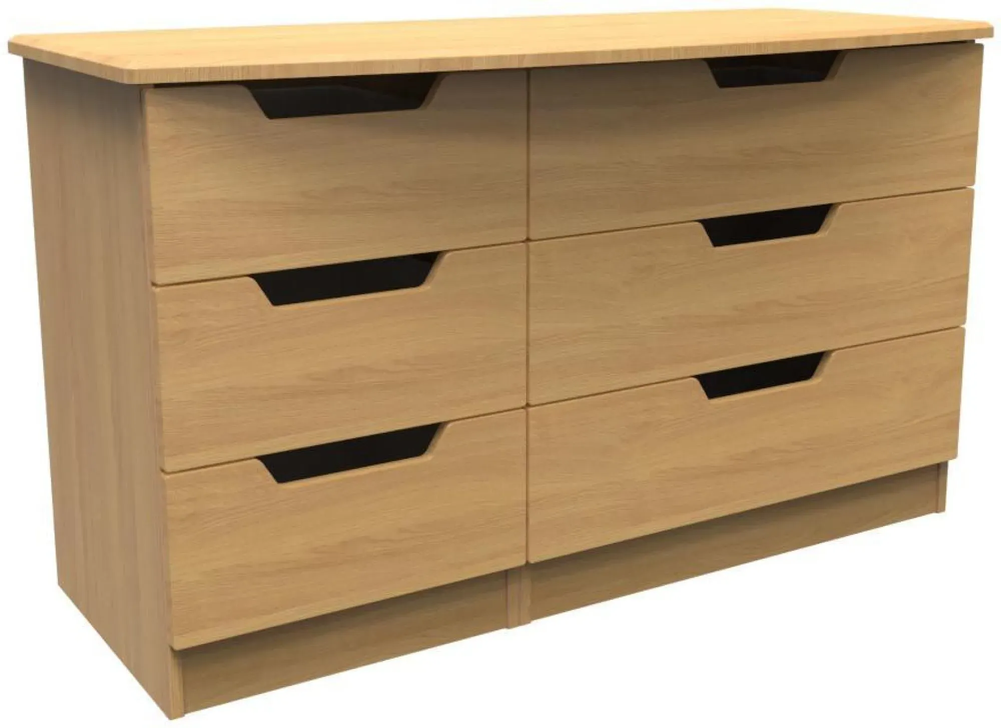Bella 6 Drawer Midi Dresser - Oak