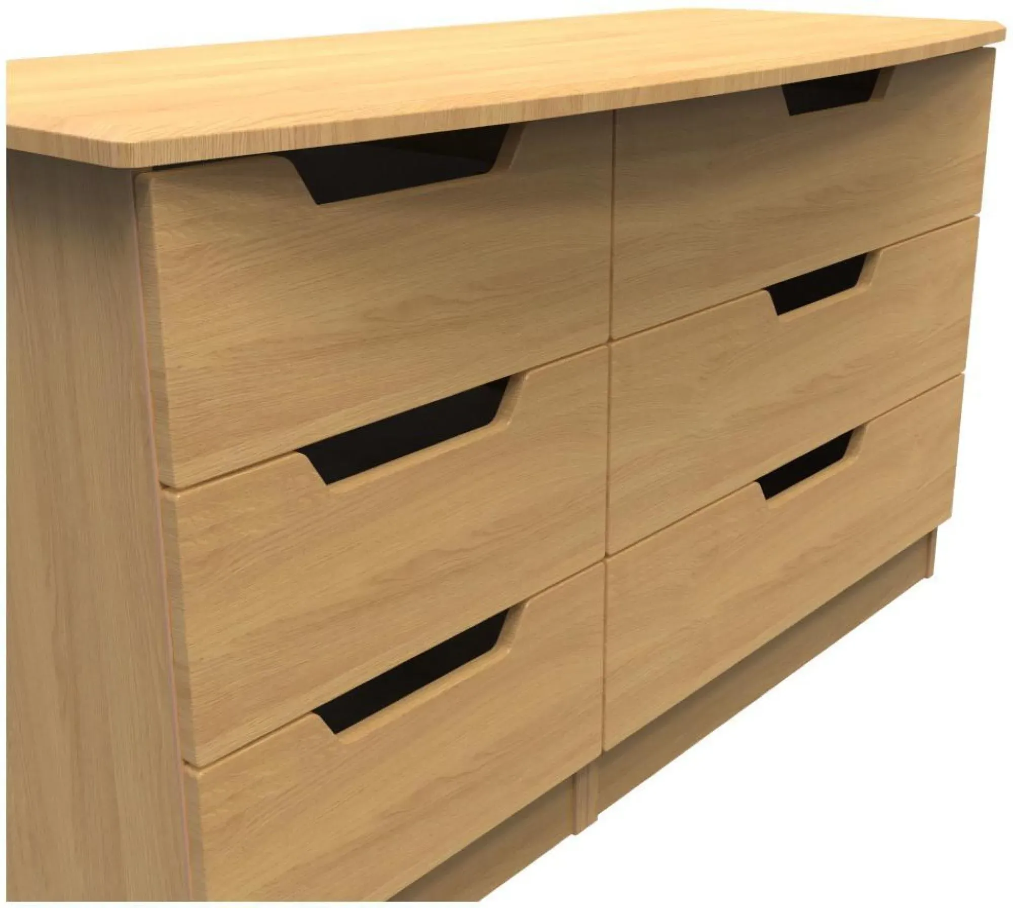 Bella 6 Drawer Midi Dresser - Oak