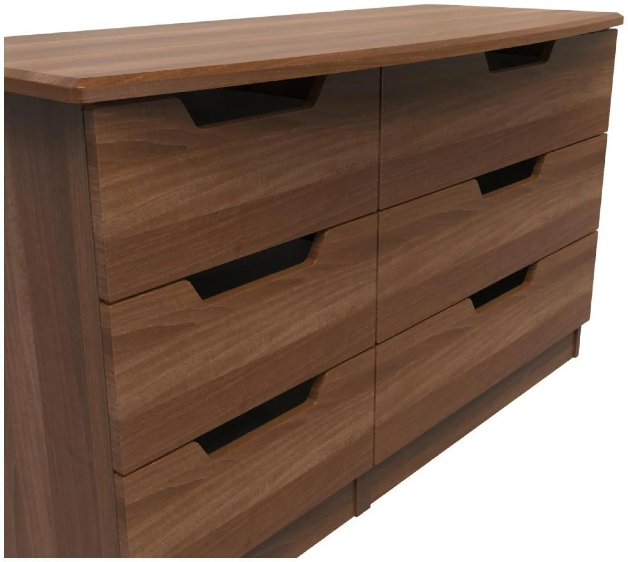 Bella 6 Drawer Midi Dresser - Walnut